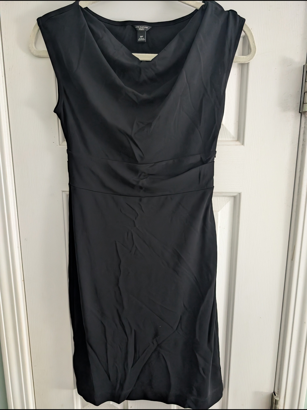 Ann Taylor Petite Black Sleeveless Cowl Neck Sheath Dress